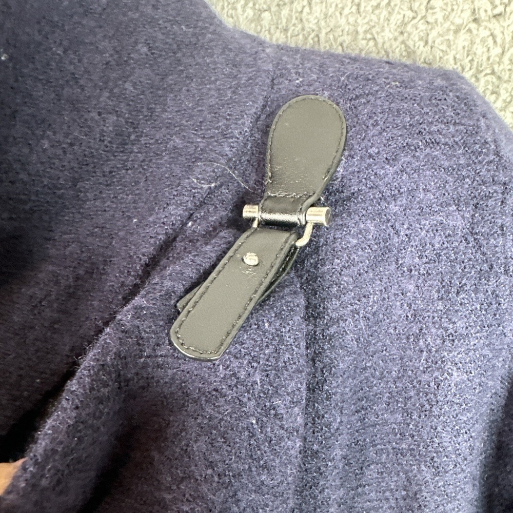 Tahari Women S Merino Wool Blend Wrap Jacket Navy Asymmetrical Toggle Coat - Picture 4 of 10